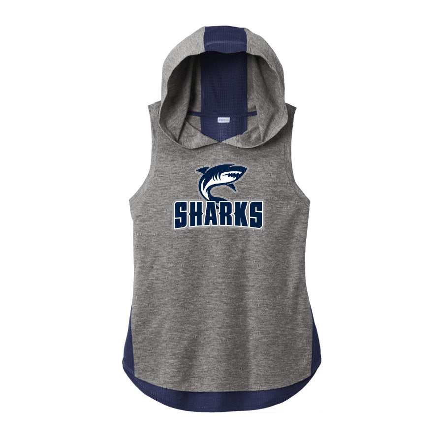 CLOVIS SHARKS - Womens TriBlend Draft Hoodie Tank