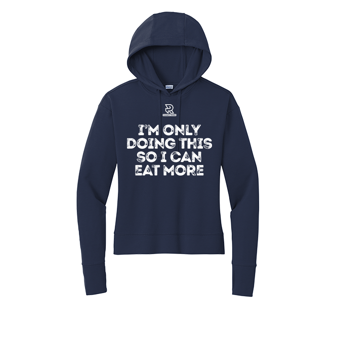 EAT MORE (White) - Womens Flex Fleece Pullover Hoodie