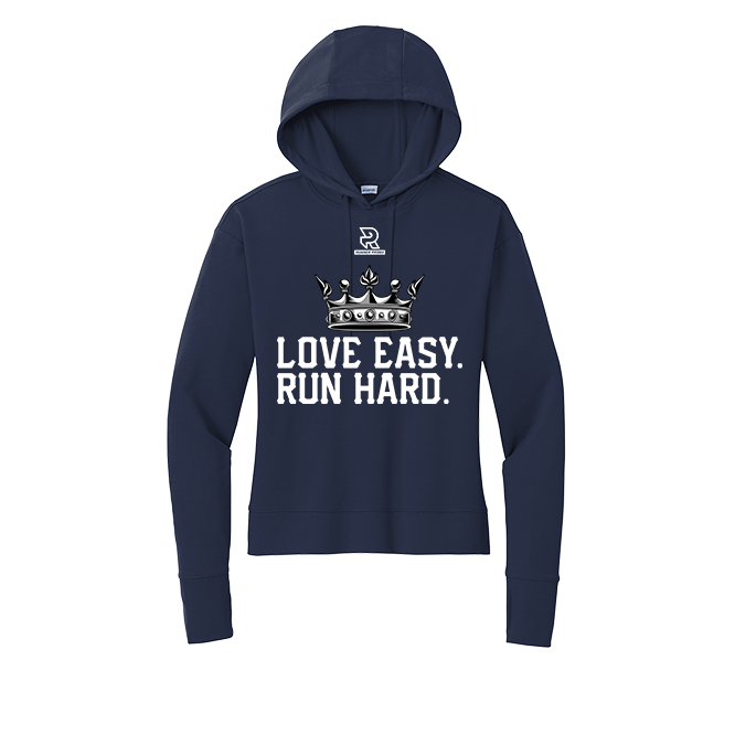 LOVE EASY RUN HARD (White) - Womens Flex Fleece Pullover Hoodie