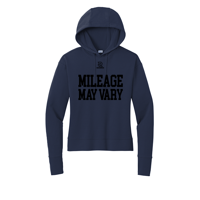 MILEAGE MAY VARY (Black) - Womens Flex Fleece Pullover Hoodie
