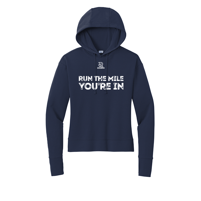 RUN THE MILE YOU'RE IN (White) - Womens Flex Fleece Pullover Hoodie