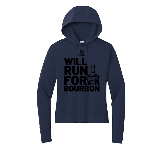 WILL RUN FOR BOURBON (Black) - Womens Flex Fleece Pullover Hoodie