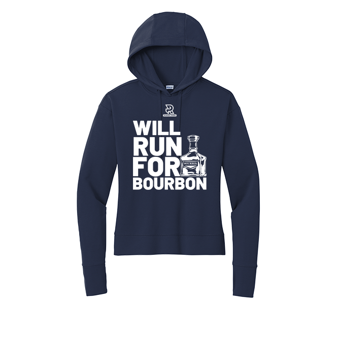 WILL RUN FOR BOURBON (White) - Womens Flex Fleece Pullover Hoodie