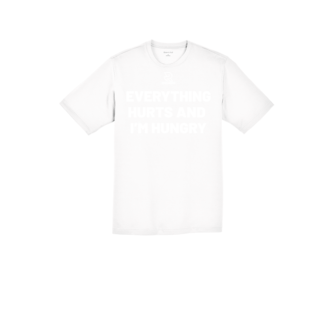 EVERYTHING HURTS AND IM HUNGRY (White) - RacerMesh Short Sleeve Tee
