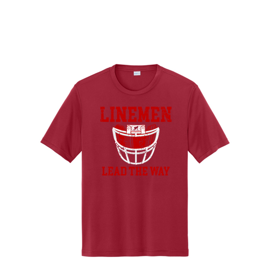 LINEMEN LEAD THE WAY (A) (Red) - Performance Tee