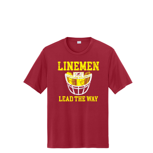LINEMEN LEAD THE WAY (A) (Yellow) - Performance Tee