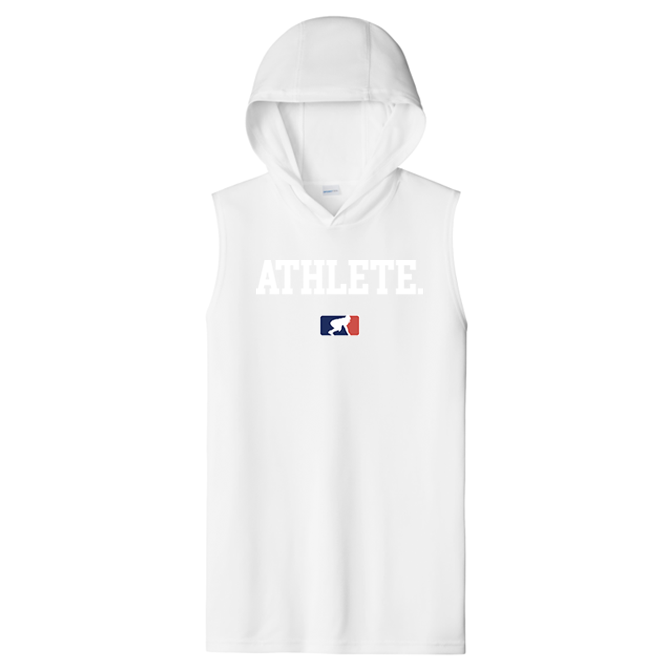 ATHLETE (White) - Hooded Muscle Tee