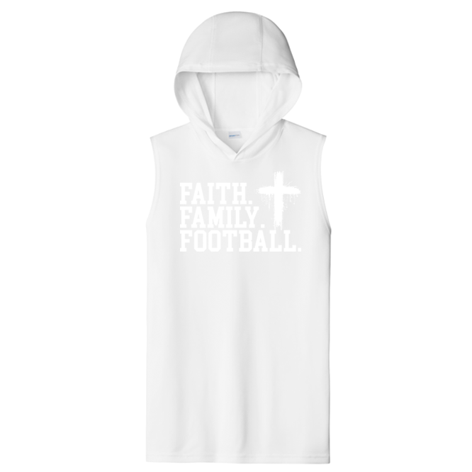 FAITH FAMILY FOOTBALL (A) (White) - Hooded Muscle Tee