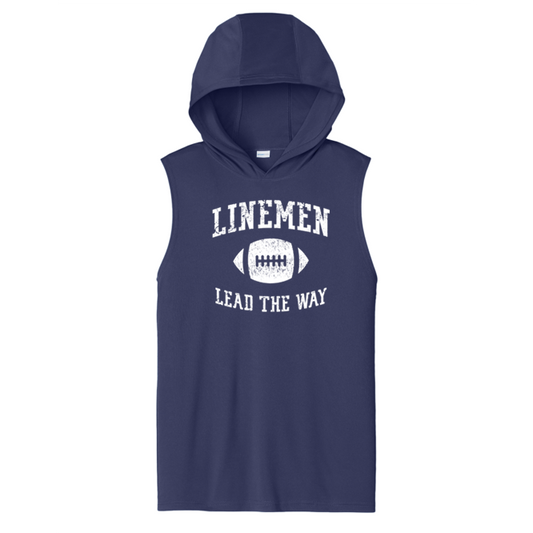 LINEMEN LEAD THE WAY - Hooded Muscle Tee