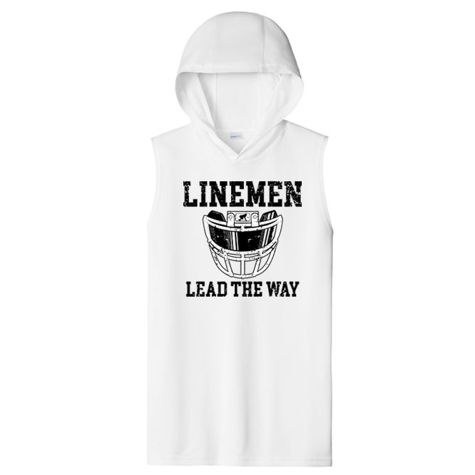 LINEMEN LEAD THE WAY (A) (Black) - Hooded Muscle Tee
