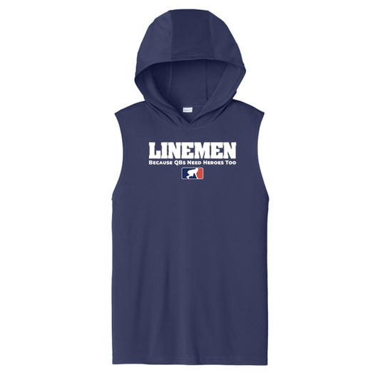 LINEMEN: QB HEROES - Hooded Muscle Tee