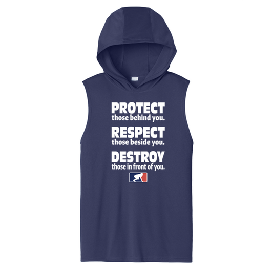 PROTECT RESPECT DESTROY - Hooded Muscle Tee