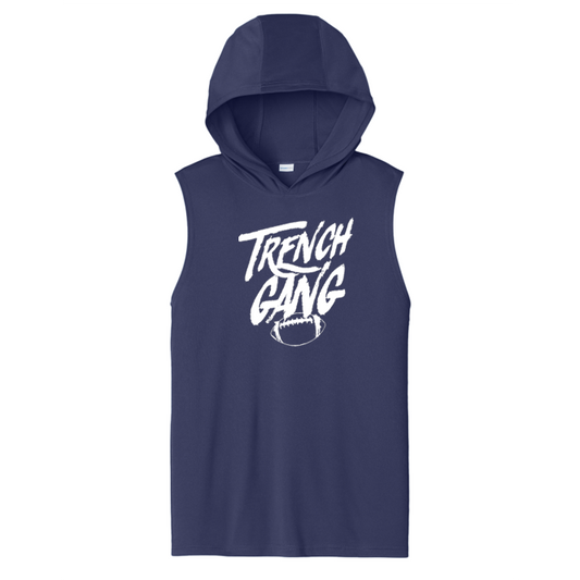 TRENCH GANG (White) - Hooded Muscle Tee