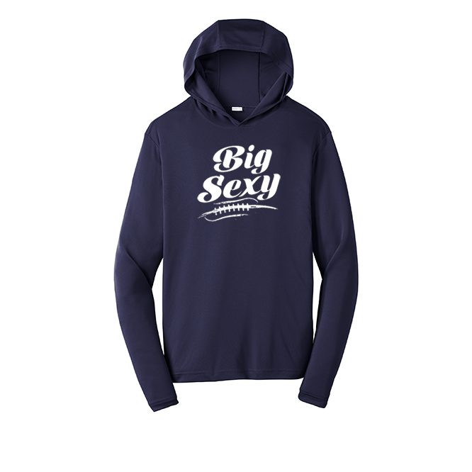 BIG SEXY (White) (A) - Hooded Long Sleeve Performance Tee