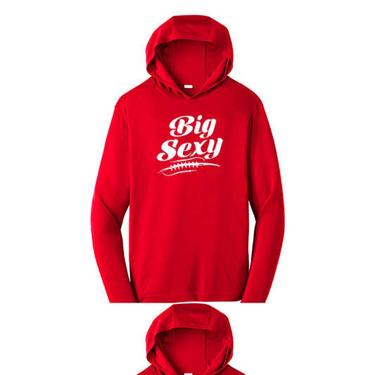 BIG SEXY (White) (A) - Hooded Long Sleeve Performance Tee
