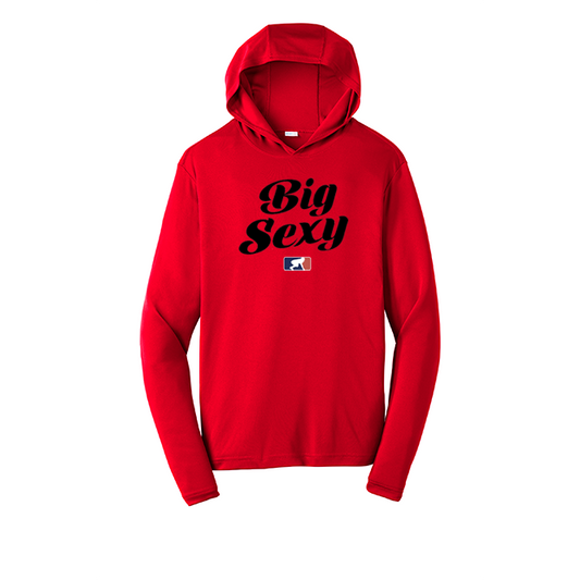 BIG SEXY (A) (Black) - Hooded Long Sleeve Performance Tee