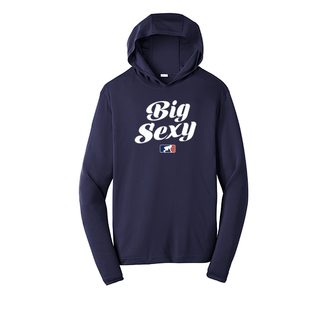 BIG SEXY (White) - Hooded Long Sleeve Performance Tee