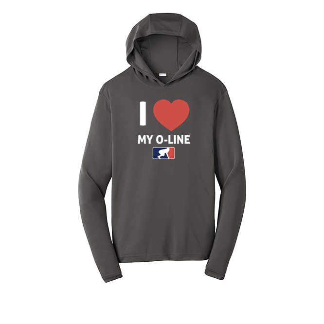 I <3 MY O-LINE - Hooded Long Sleeve Performance Tee