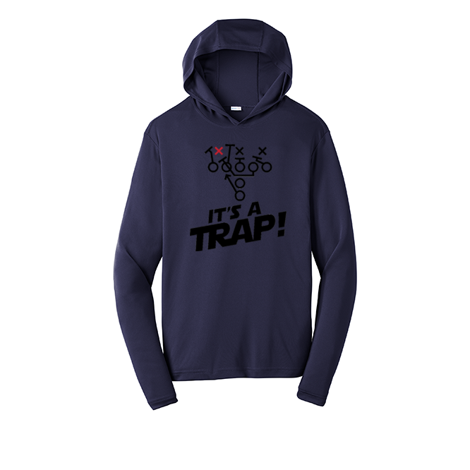 ITS A TRAP! (Black) - Hooded Long Sleeve Performance Tee