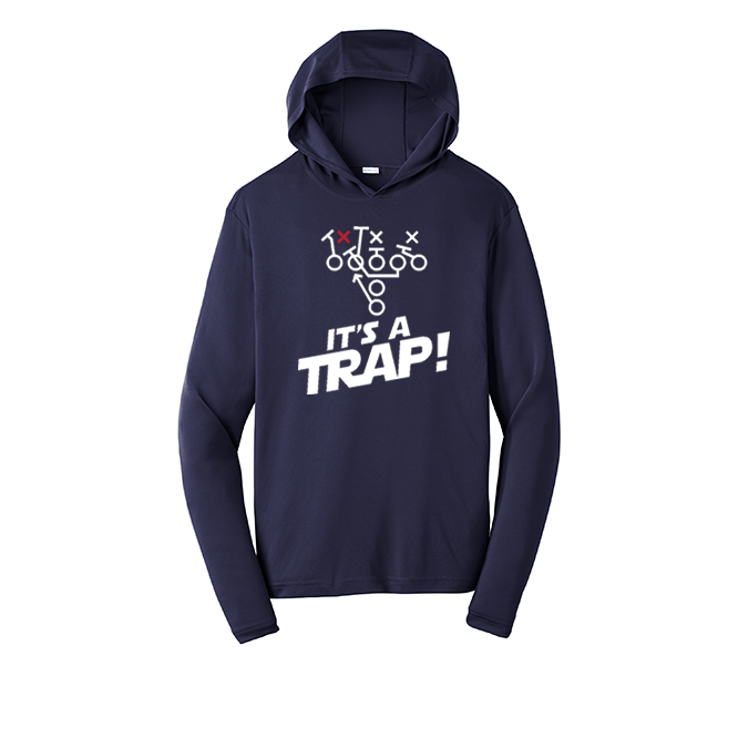 ITS A TRAP! (White) - Hooded Long Sleeve Performance Tee