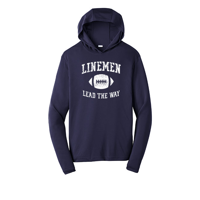 LINEMEN LEAD THE WAY - Hooded Long Sleeve Performance Tee