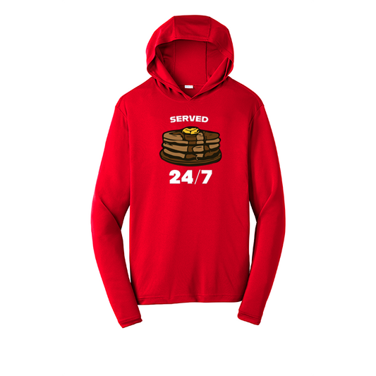 SERVED 24/7 - Hooded Long Sleeve Performance Tee