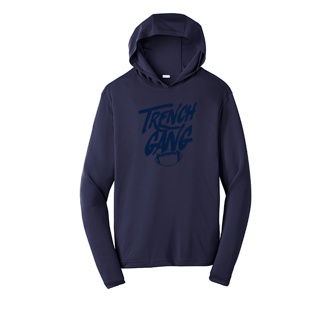 TRENCH GANG (Navy) - Hooded Long Sleeve Performance Tee