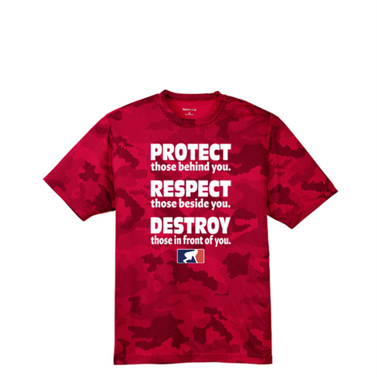 PROTECT RESPECT DESTROY - Hex Camo Performance Tee