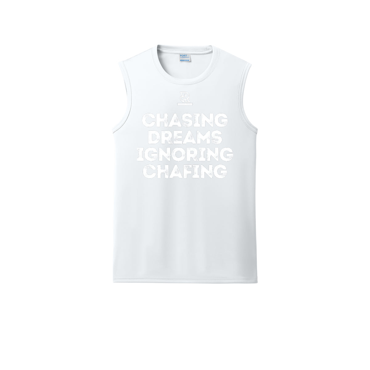 CHASING DREAMS (White) - Sleeveless Performance Tee