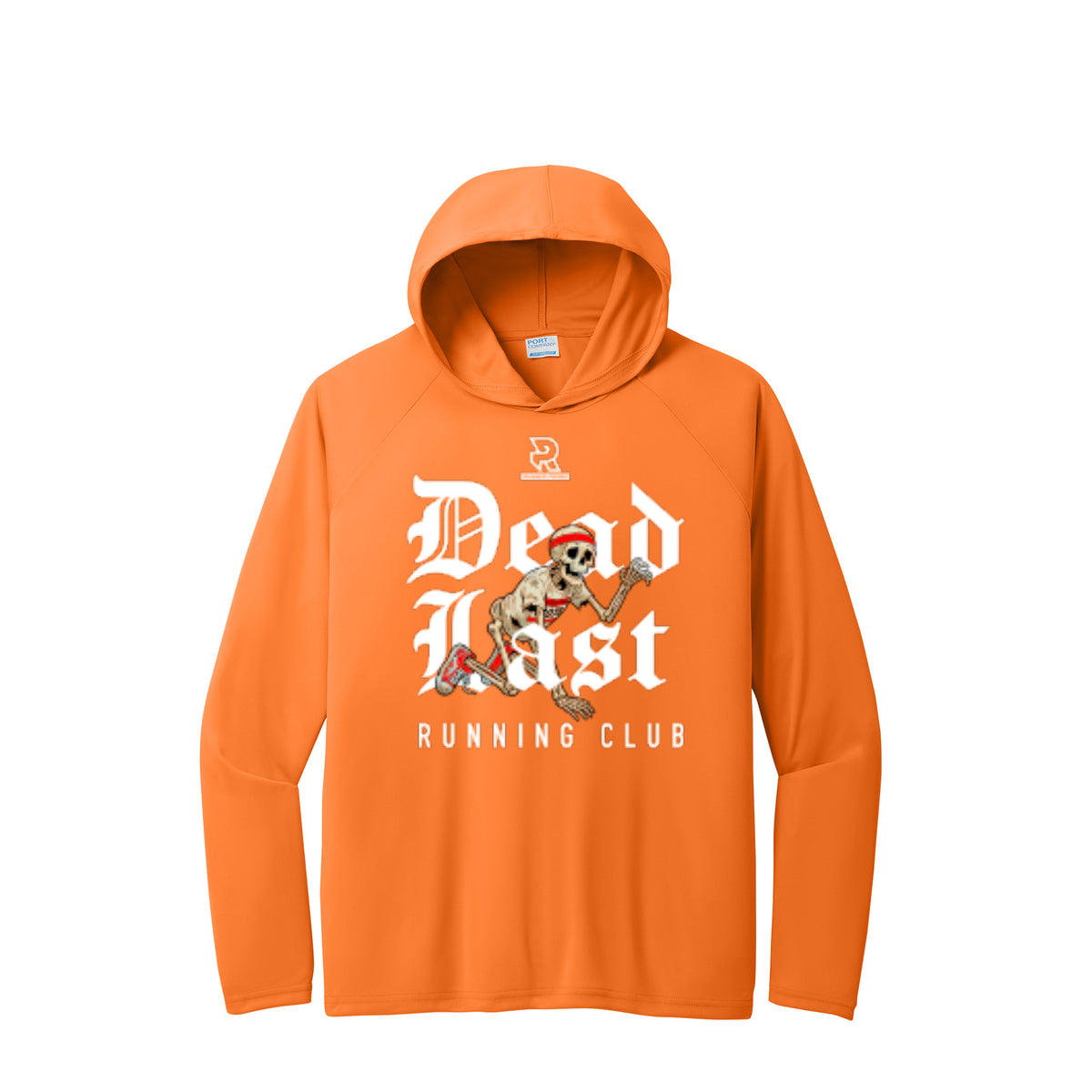 DEAD LAST (White) - Long Sleeve Hooded Performance Tee
