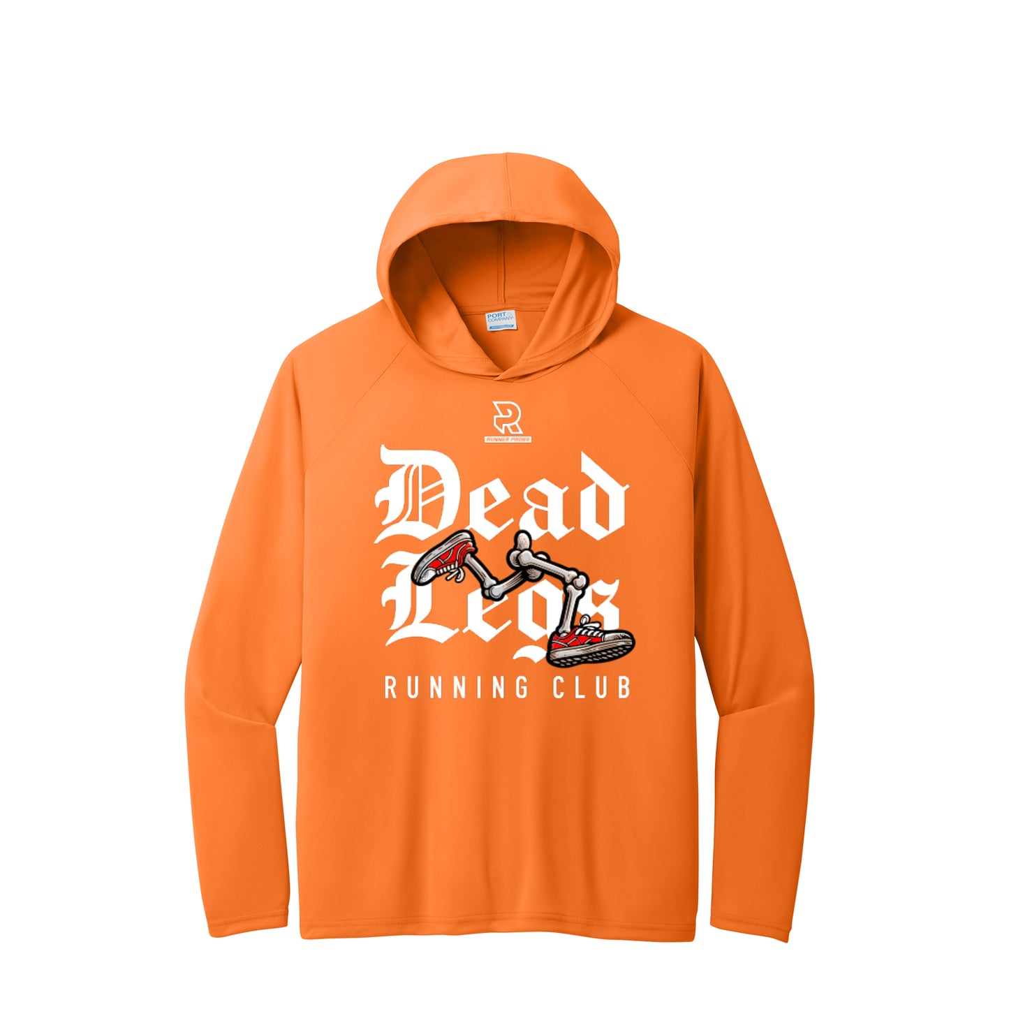 DEAD LEGS (White) - Long Sleeve Hooded Performance Tee