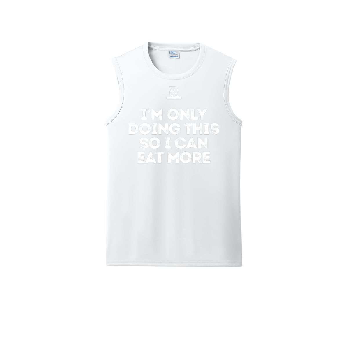 EAT MORE (White) - Sleeveless Performance Tee