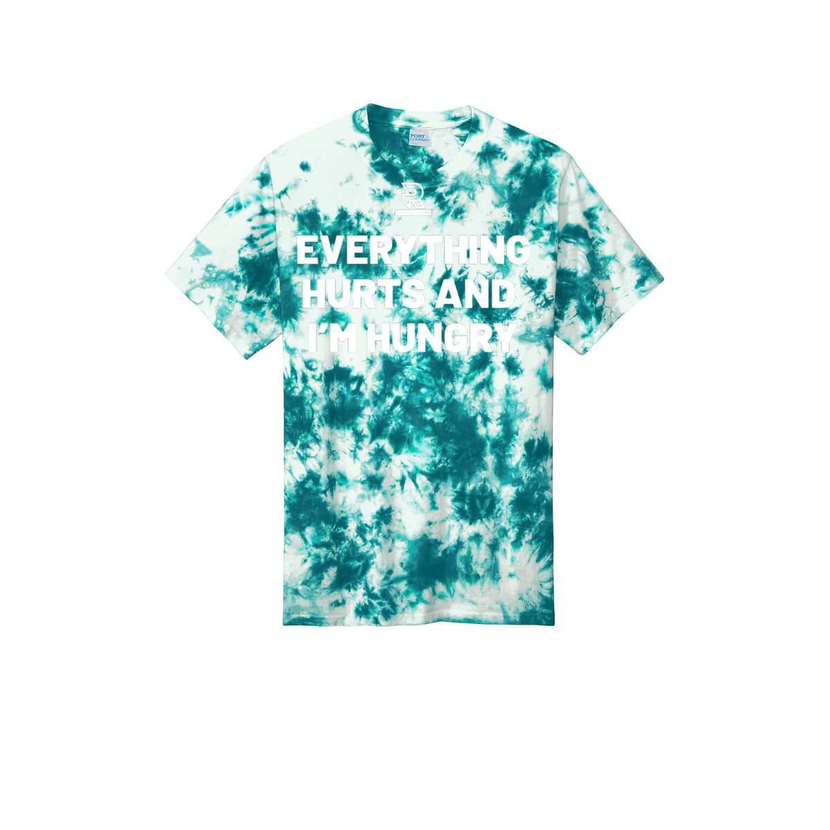 EVERYTHING HURTS AND I'M HUNGRY (White) - Short Sleeve Tie Dye Cotton Tee