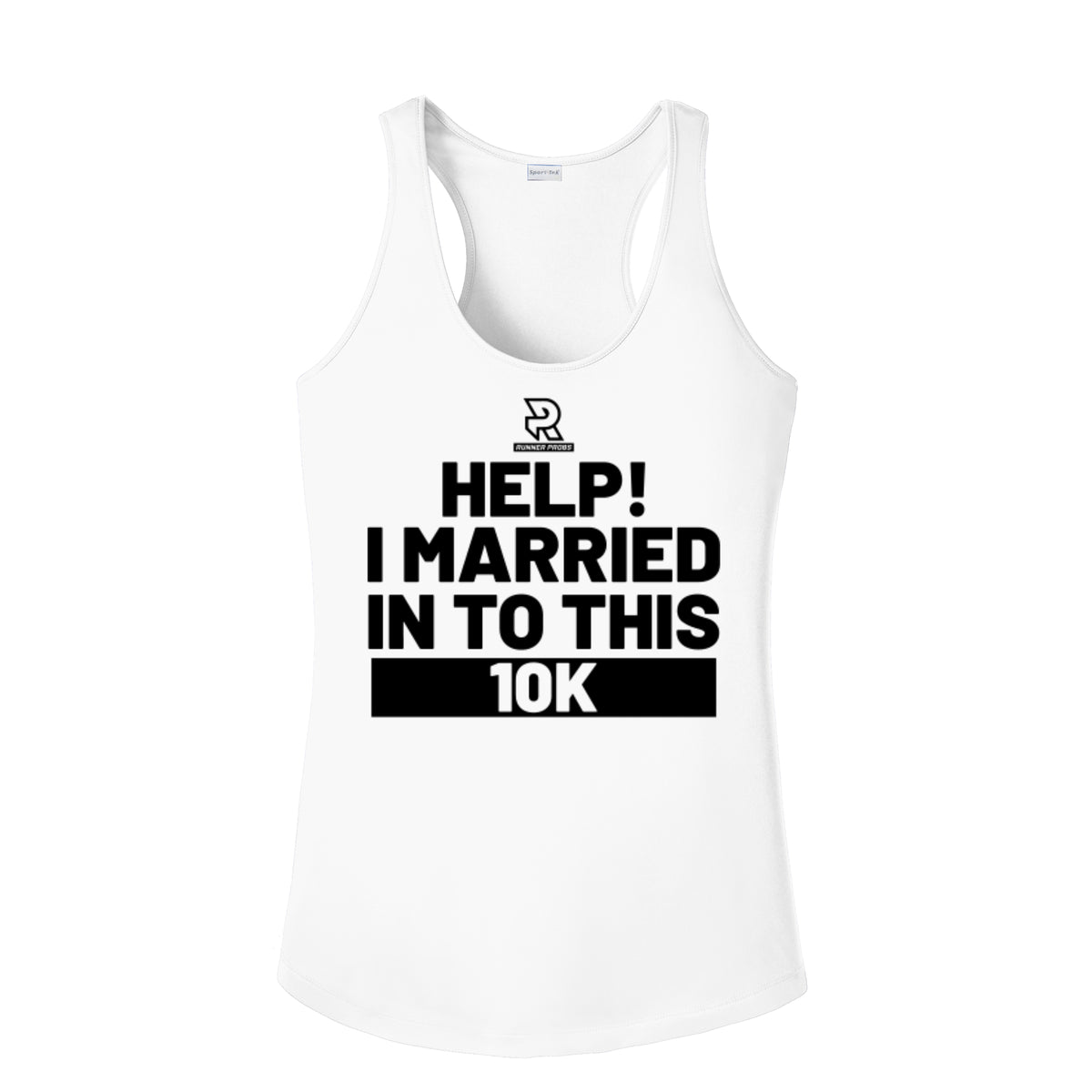 HELP! I MARRIED INTO THIS 10K (Black) - Womens Competitor Racerback Tank