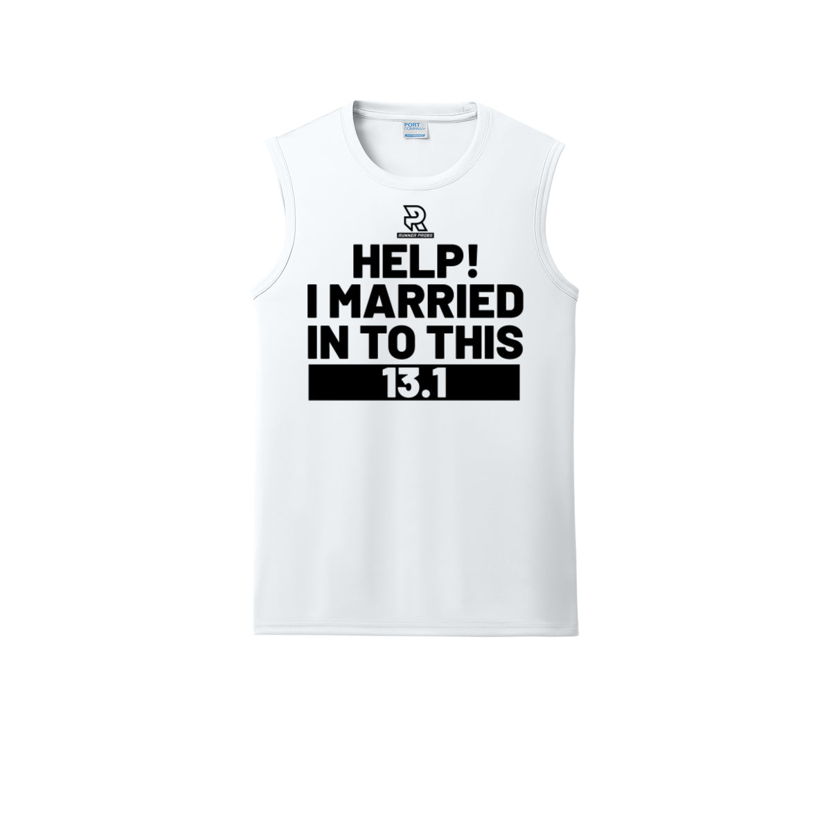 HELP! I MARRIED INTO THIS 13.1 (Black) - Sleeveless Performance Tee