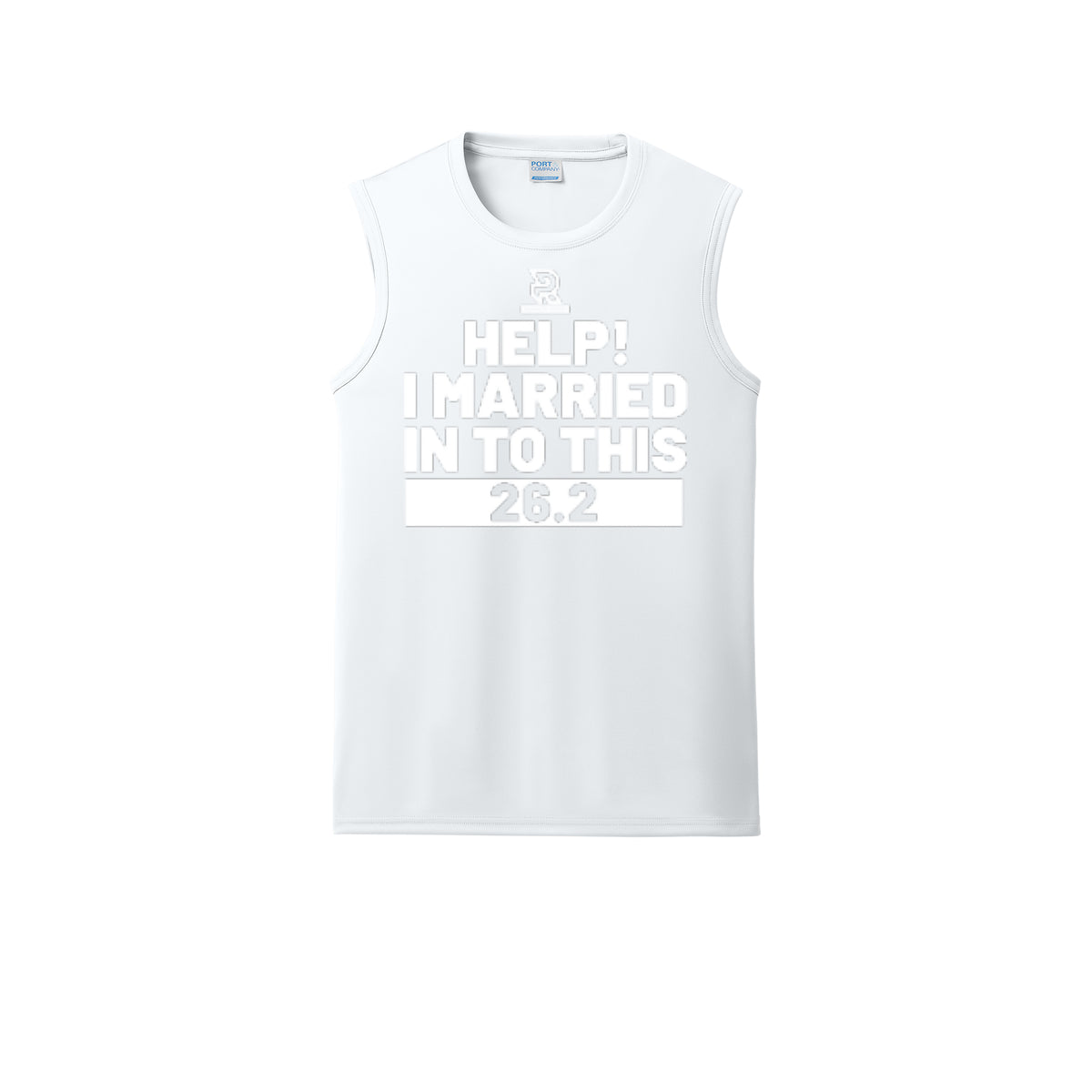 HELP! I MARRIED INTO THIS 26.2 (White) - Sleeveless Performance Tee