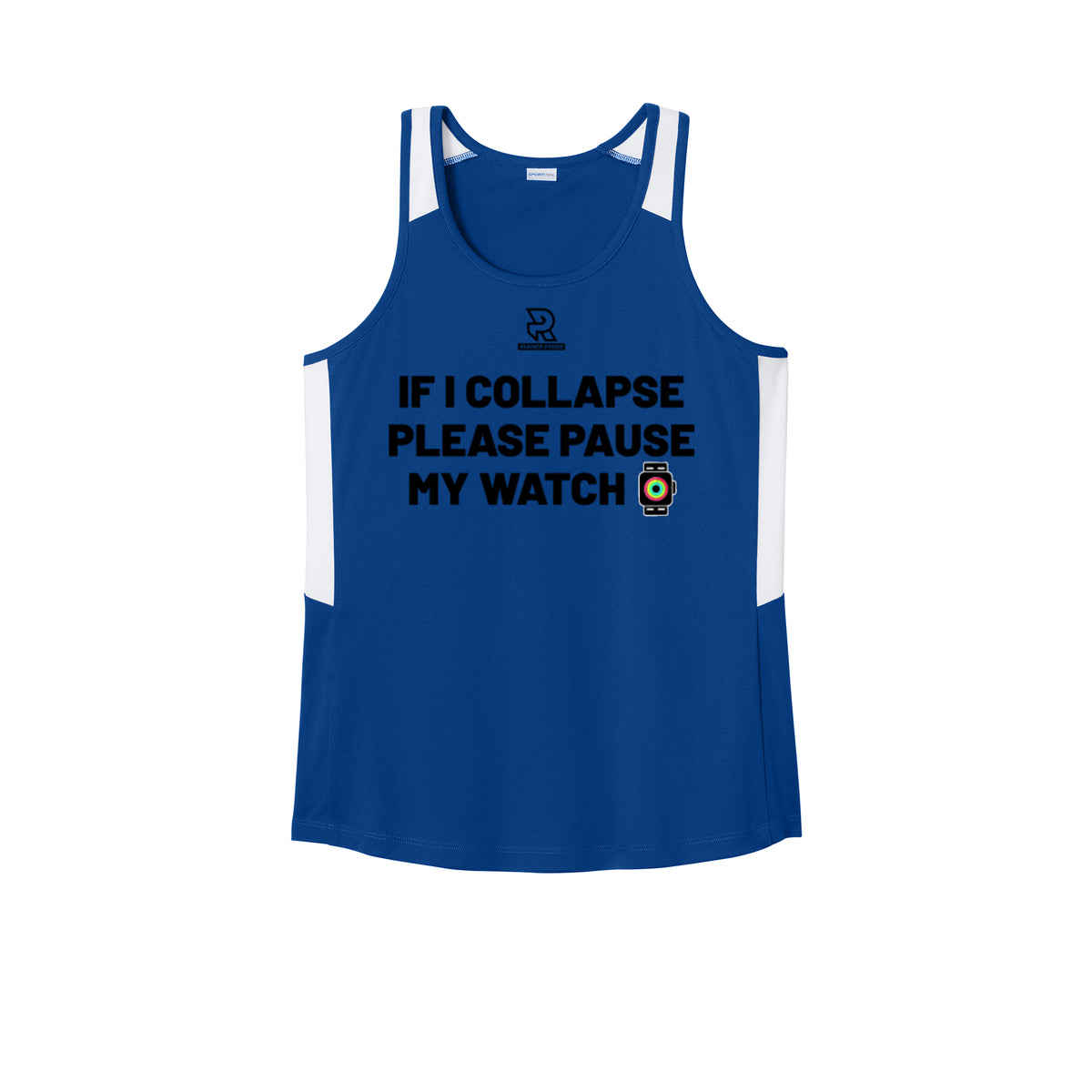 IF I COLLAPSE PLEASE PAUSE MY WATCH (Black) - Womens Club Track Tank