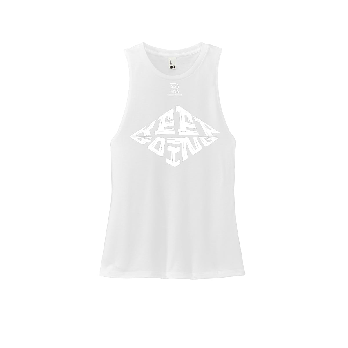 KEEP GOING (White) - Womens Perfect Tri Muscle Tank