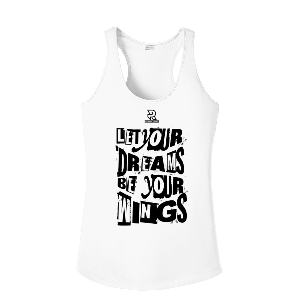 LET YOUR DREAMS BE YOUR WINGS (Black) - Womens Competitor Racerback Tank