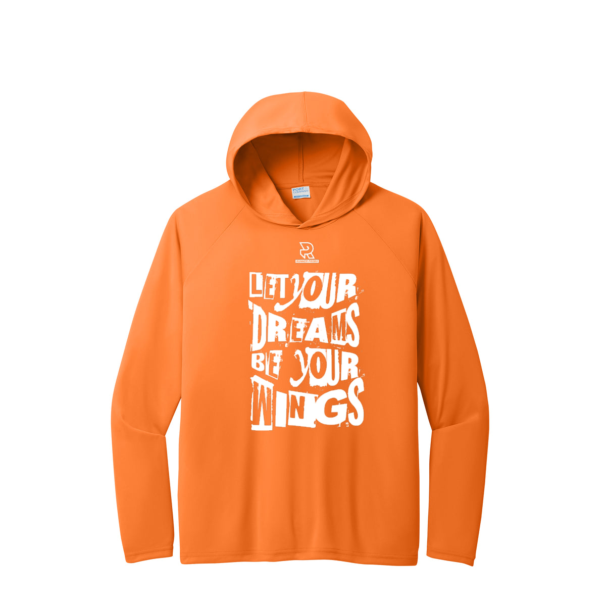 LET YOUR DREAMS BE YOUR WINGS (White) - Long Sleeve Hooded Performance Tee