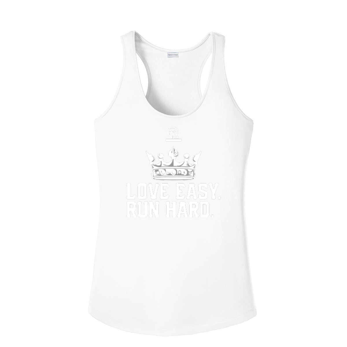 LOVE EASY RUN HARD (White) - Womens Competitor Racerback Tank