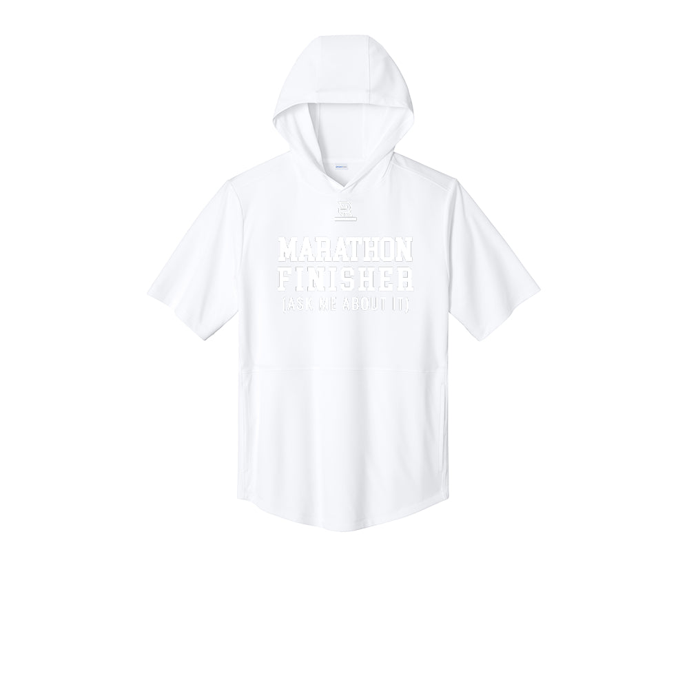 MARATHON FINISHER (White) - Short Sleeve Performance Hoodie