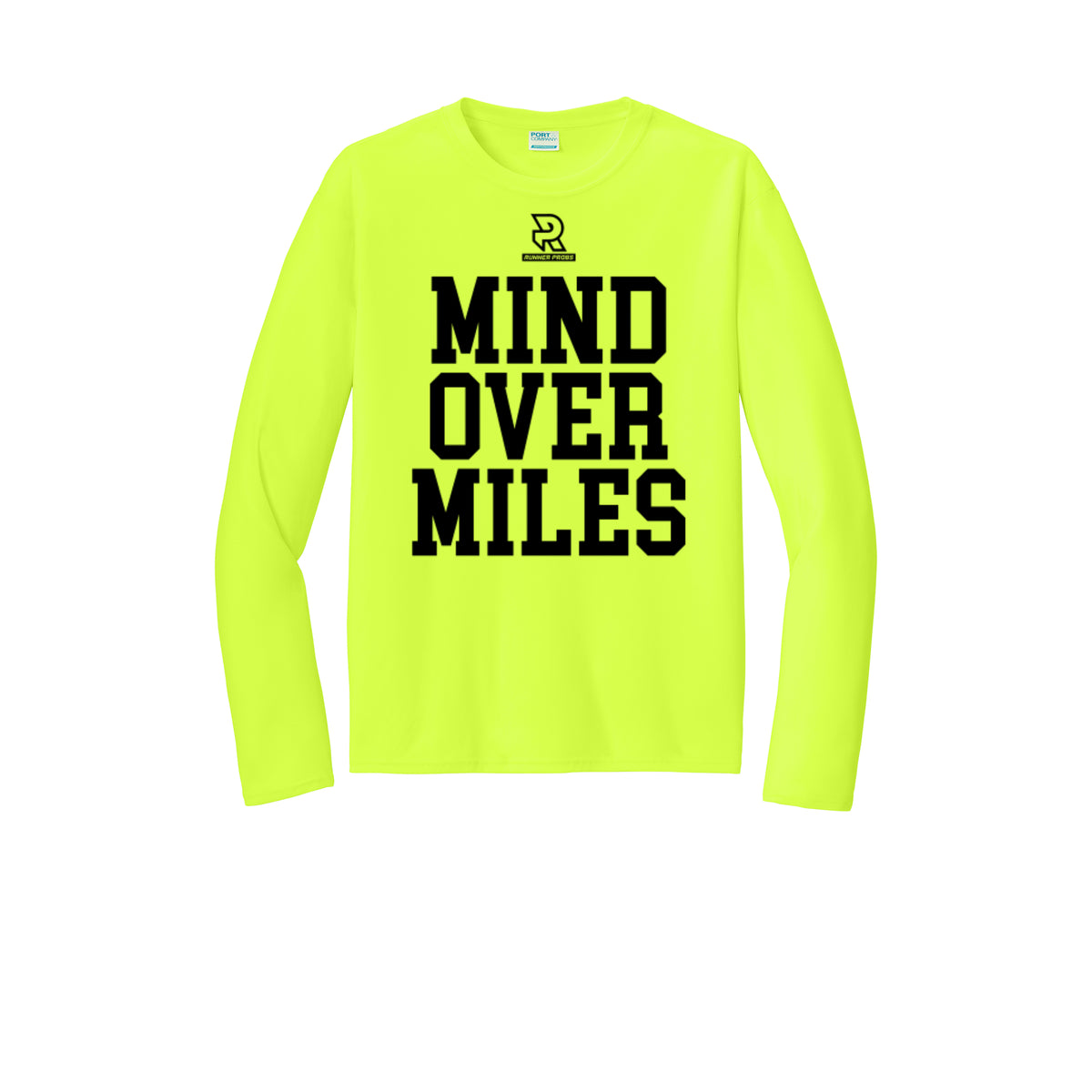 MIND OVER MILES (Black) - Long Sleeve Performance Tee