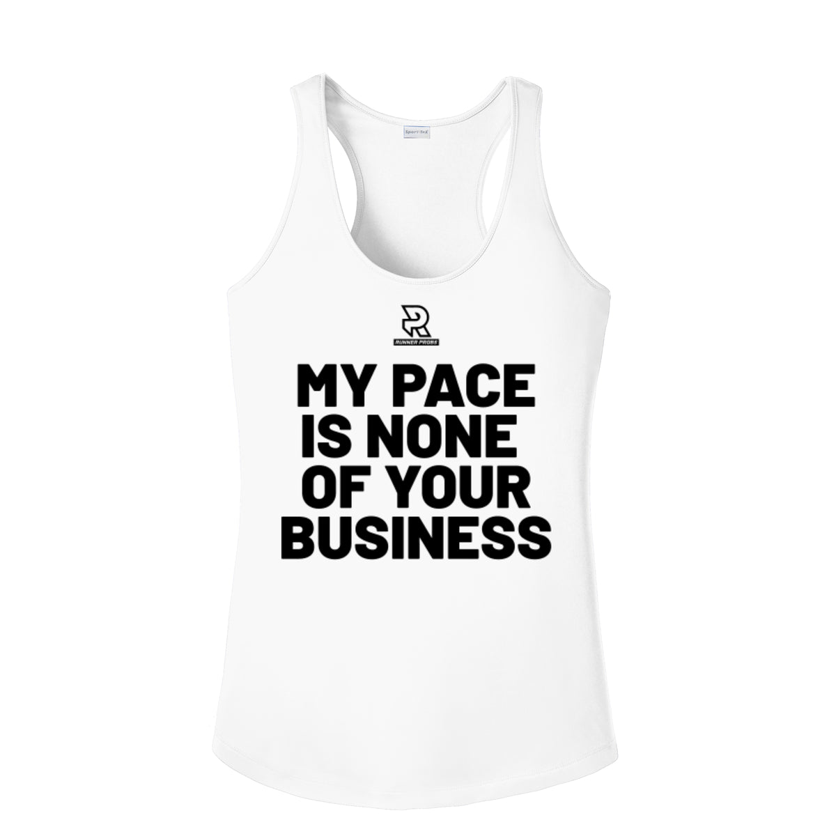 MY PACE IS NONE OF YOUR BUSINESS (Black) - Womens Competitor Racerback Tank