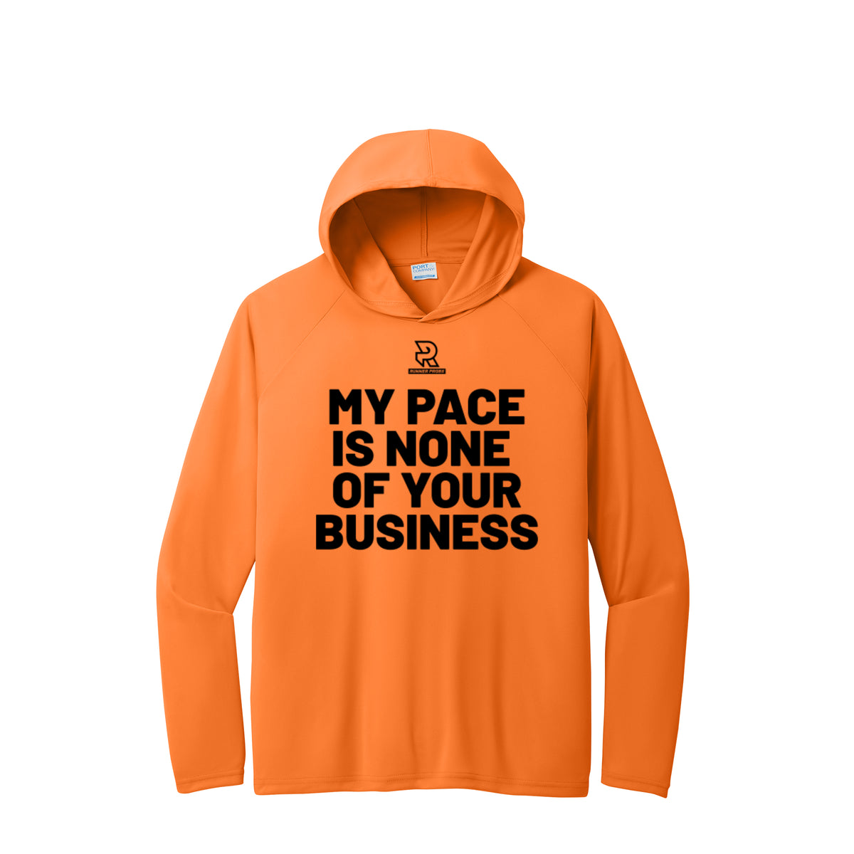 MY PACE IS NONE OF YOUR BUSINESS (Black) - Long Sleeve Hooded Performance Tee