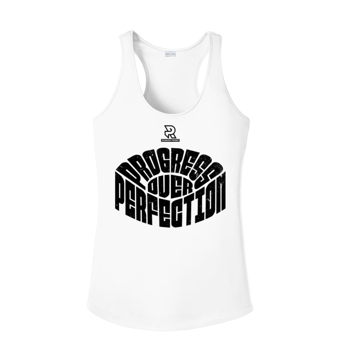 PROGRESS OVER PERFECTION (Black) - Womens Competitor Racerback Tank
