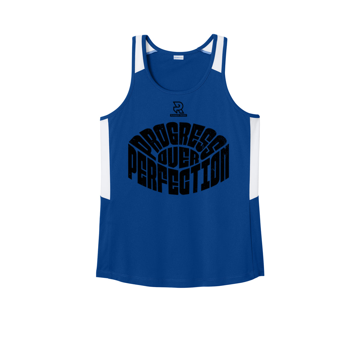 PROGRESS OVER PERFECTION (Black) - Womens Club Track Tank