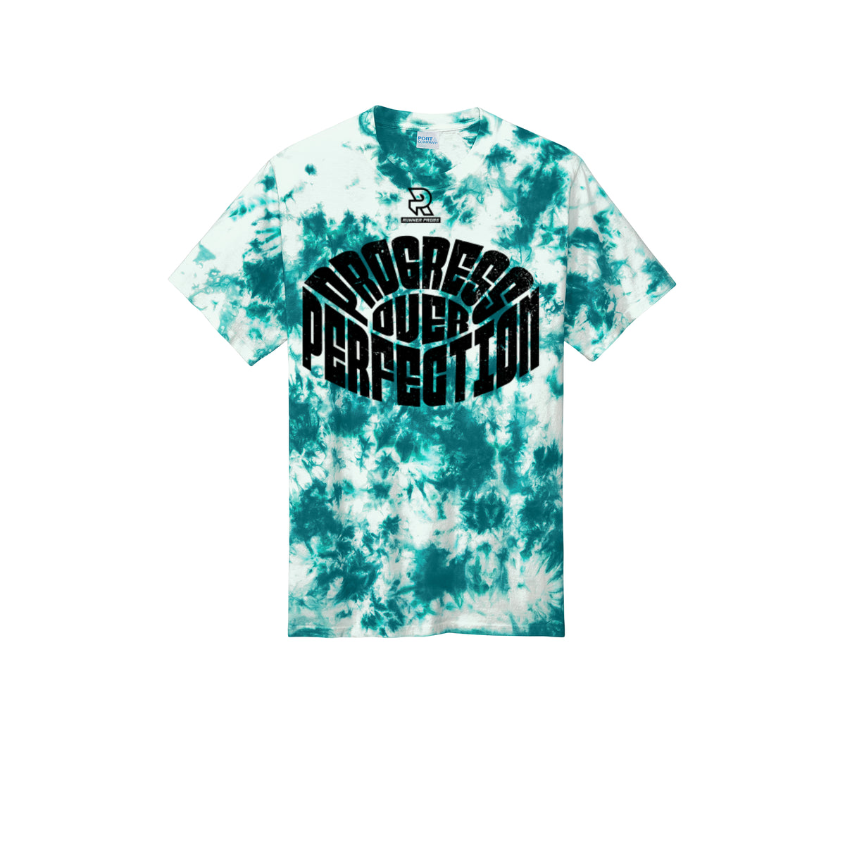 PROGRESS OVER PERFECTION (Black) - Short Sleeve Tie Dye Cotton Tee