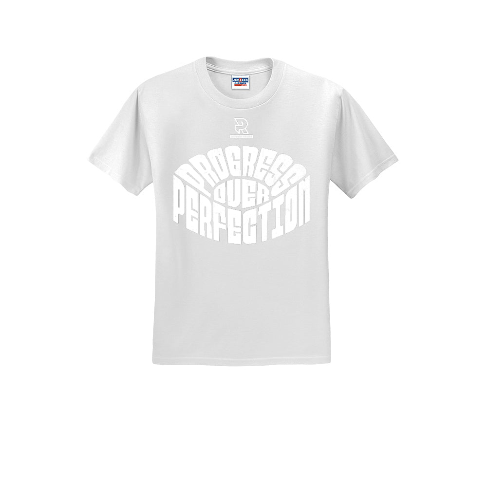 PROGRESS OVER PERFECTION (White) - Short Sleeve 50/50 Tee