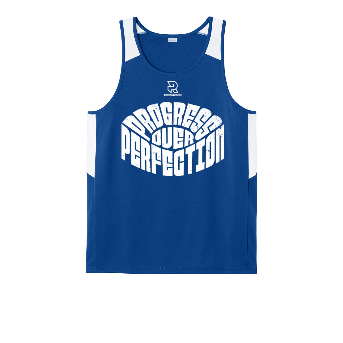 PROGRESS OVER PERFECTION (White) - Mens Club Track Tank